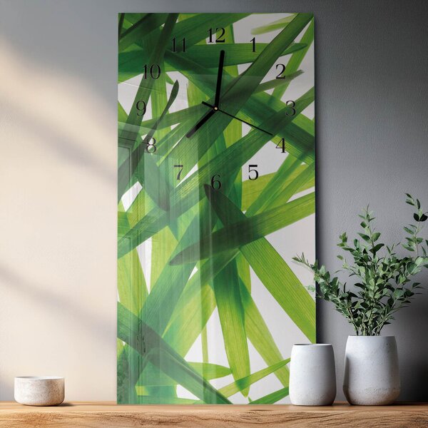 Skleněné hodiny vertikální Listy rostlin zsppc-30x60-00170706