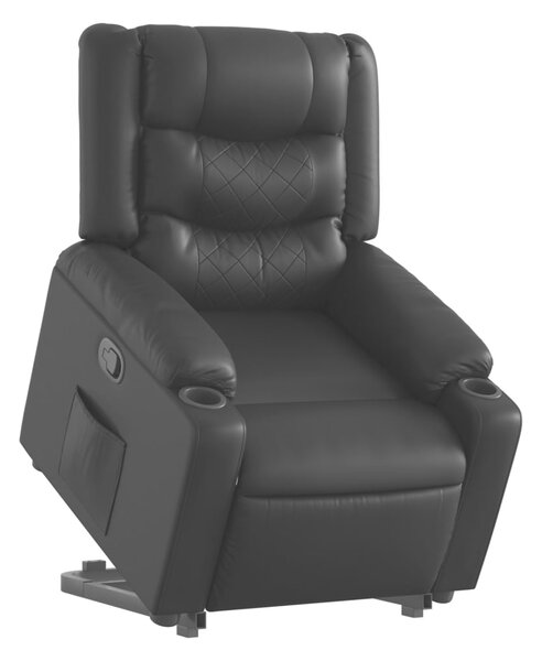 Zvedací polohovací křeslo černé umělá kůže 3206551
