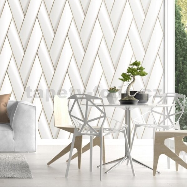 Vliesové tapety na zeď IMPOL M34800, rozměr 10,05 m x 0,53 m, art-deco krémové s metalicky niklovými konturami, UGÉPA