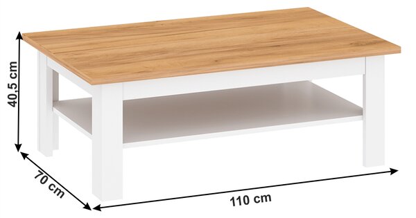 KONDELA Konferenční stolek, bílá alba / dub craft zlatý, LANZETTE T