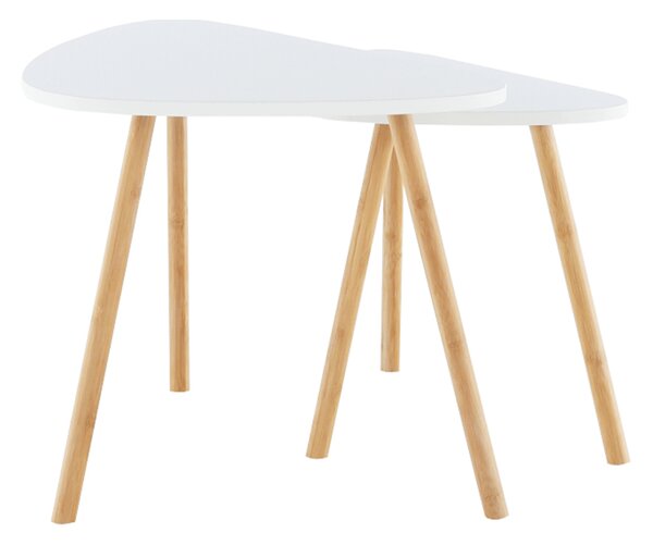 KONDELA Konferenční stolky, set 2 ks, bílá / přírodní, BISMAK
