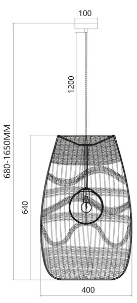 Závěsné svítidlo Arona, 1x ratanové stínítko, (fi 40cm), w