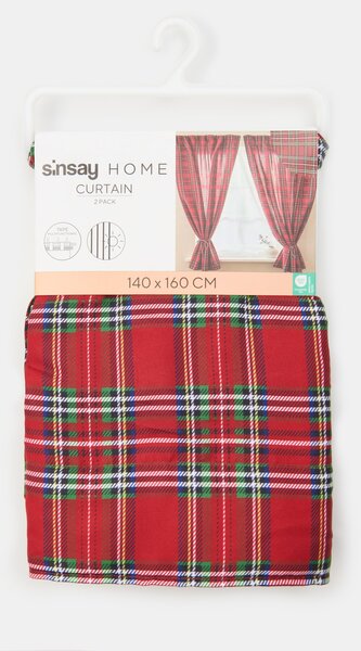 Sinsay - Sada závěsů na řasící pásce s kostkovaným vzorem 2 pack - vícebarevná