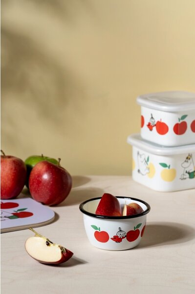 Miska Moomin Joyful Apples 0,3l, smalt / bílo-červená