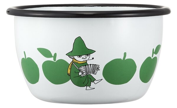Miska Moomin Joyful Apples 0,6l, smalt / bílo-zelená