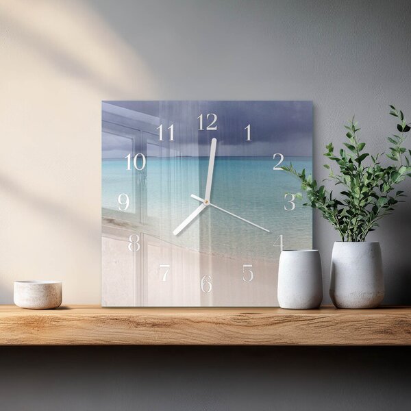 Skleněné hodiny Pláž zskb-30x30-00087113