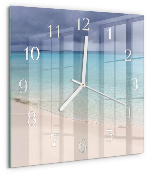Skleněné hodiny Pláž zskb-30x30-00087113