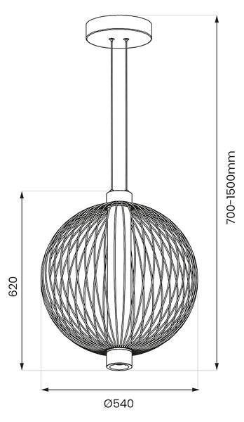 Závěsné svítidlo Kyoto, 1x černé drátěné stínítko, (fi 54cm), b