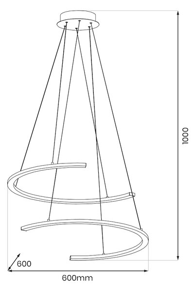 Závěsné LED svítidlo Doublemoon, 2x LED 30w, 4000k, b