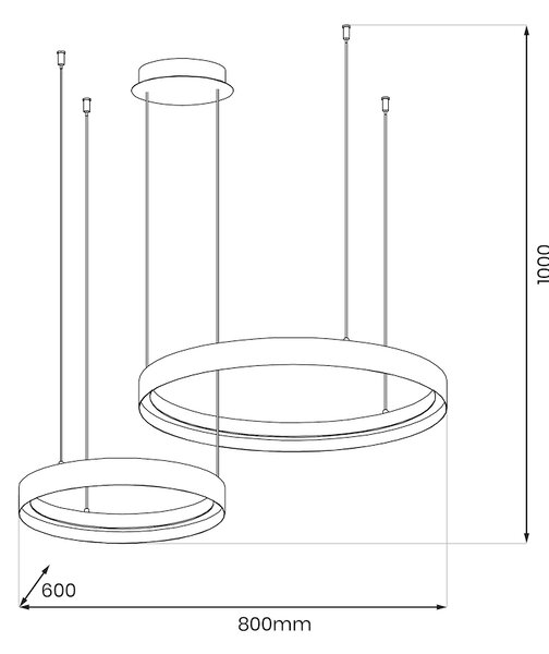 Závěsné LED svítidlo Orbita, 2x LED 72w, 4000k, w/b