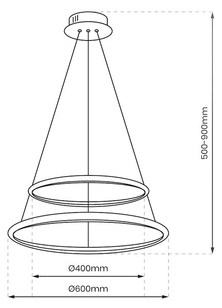 Závěsné LED svítidlo Hoop, 2x LED 51w, 4000k, b