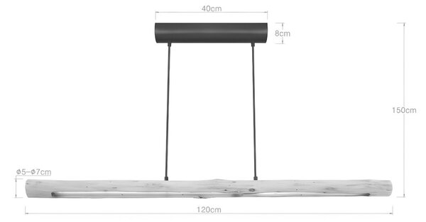 ZÁVĚSNÉ LED SVÍTIDLO, 120/8/150 cm Novel - Online Only svítidla, Online Only