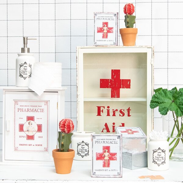 Bílá antik dřevěná lékárnička Pharmacie - 24*30*13 - Clayre & Eef