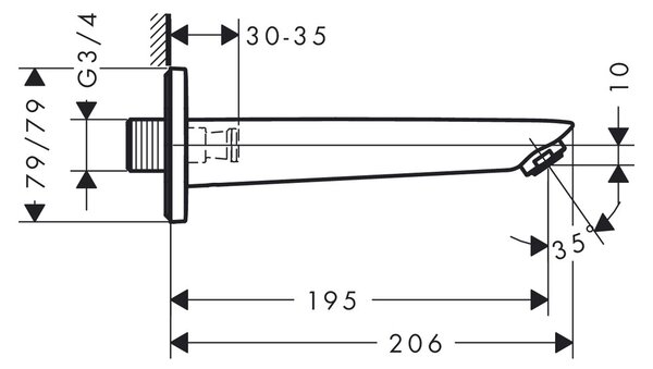 Hansgrohe Logis - Vanový výtok 195 mm, chrom 71410000