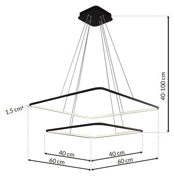 Závěsné LED svítidlo Nix, 2x LED 50w, 3000k, b