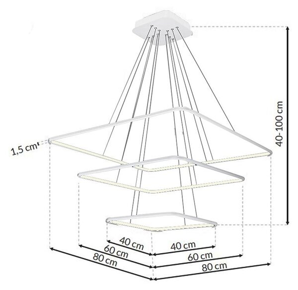 Závěsné LED svítidlo Nix, 3x LED 117w, 3000k, w