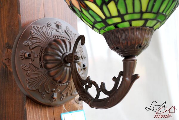 Nástěnná lampa Tiffany hnědá bez stínítka -15*Ø 23 cm - Clayre & Eef