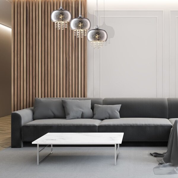 Závěsné svítidlo Starlight, 3x krystalky/chromové skleněné stínítko, ch
