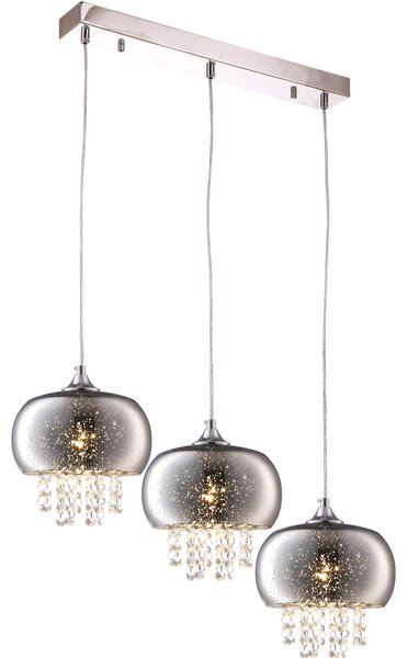 Závěsné svítidlo Starlight, 3x krystalky/chromové skleněné stínítko, ch