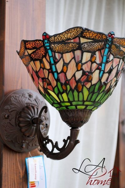 Nástěnná lampa Tiffany hnědá bez stínítka -15*Ø 23 cm - Clayre & Eef