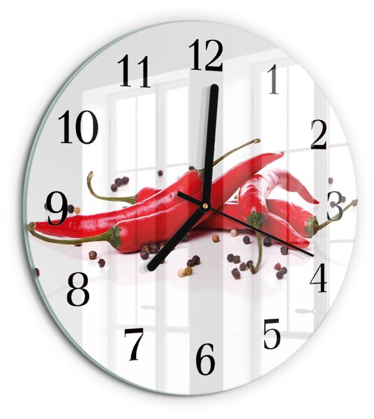 Skleněné nástěnné hodiny Chilli papričky zsoc-fi30-00180572