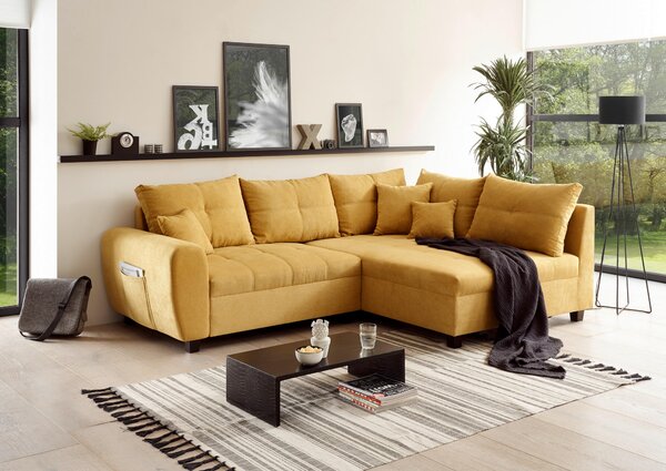 ROHOVÁ SEDAČKA, textil, kompozitní dřevo, žlutá MID.YOU - Sedací soupravy, Online Only