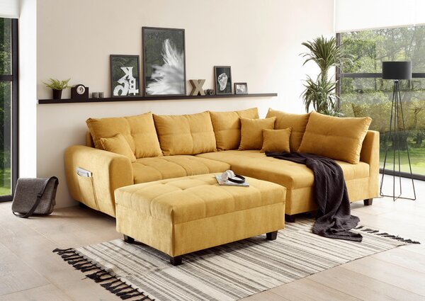 ROHOVÁ SEDAČKA, textil, kompozitní dřevo, žlutá MID.YOU - Sedací soupravy, Online Only
