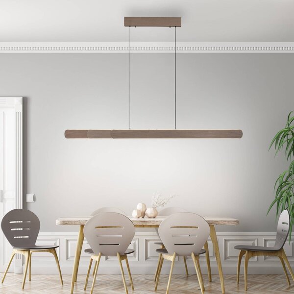 Paul Neuhaus Závěsná LED lampa Adriana, hnědá, délka 160 cm, stmívatelný, Hnědá / rez, Obývací pokoj / jídelna, Hliník, Moderní