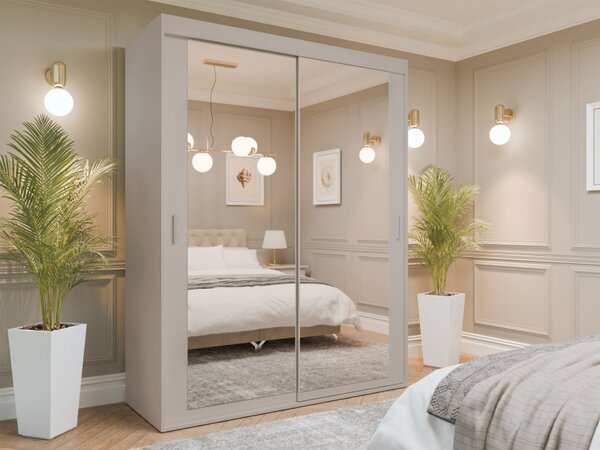 Zrcadlová šatní skříň Sitingo 160 V, Barva: bílá 5903211421426