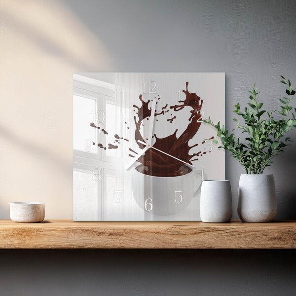 Skleněné hodiny Káva zskb-30x30-00090488