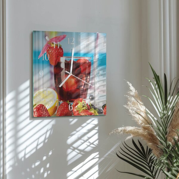 Skleněné hodiny Pití zskb-30x30-00089367