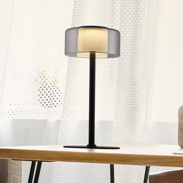 Paul Neuhaus LED stolní lampa Rika, sklo, výška 33 cm, stmívatelná, stmívatelný, Černá, Obývací pokoj / jídelna, Sklo, Moderní