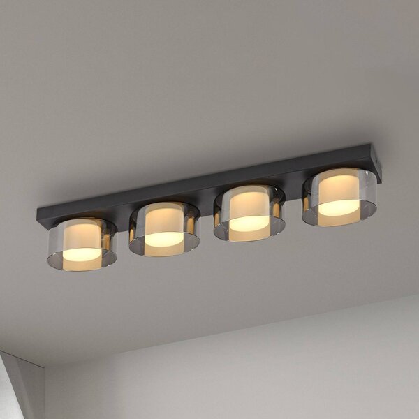Paul Neuhaus LED stropní svítidlo Rika, 70 cm, sklo, stmívatelné, stmívatelný, Černá, Obývací pokoj / jídelna, Sklo, Moderní