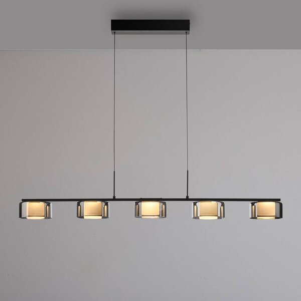 Paul Neuhaus LED závěsné svítidlo Rika, 119 cm, sklo, stmívatelné, stmívatelný, Černá, Obývací pokoj / jídelna, Sklo, Moderní