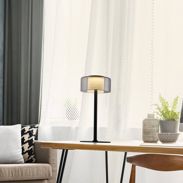 Paul Neuhaus LED stolní lampa Rika, sklo, výška 33 cm, stmívatelná, stmívatelný, Černá, Obývací pokoj / jídelna, Sklo, Moderní