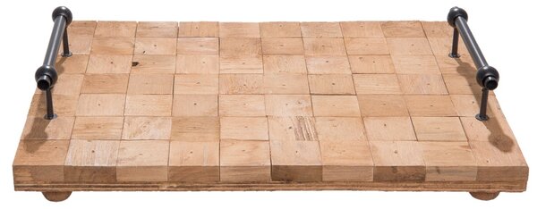 Dřevěný podnos s kovovými rukojet'mi - 40*28*8 cm - Clayre & Eef