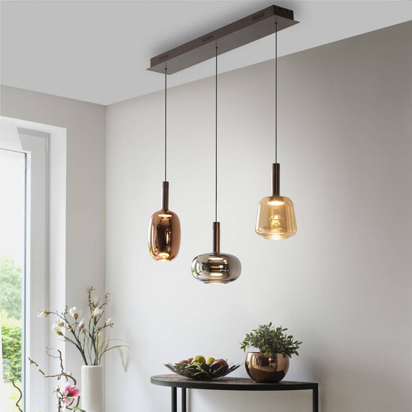 Paul Neuhaus Neuhaus, Závěsné svítidlo Irides LED, délka 90 cm, barevné, sklo, stmívatelný, Vícebarevná, Obývací pokoj / jídelna, Sklo, Moderní