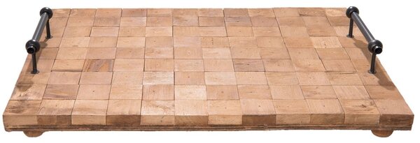 Dřevěný podnos s kovovými rukojet'mi - 49*36*8 cm - Clayre & Eef