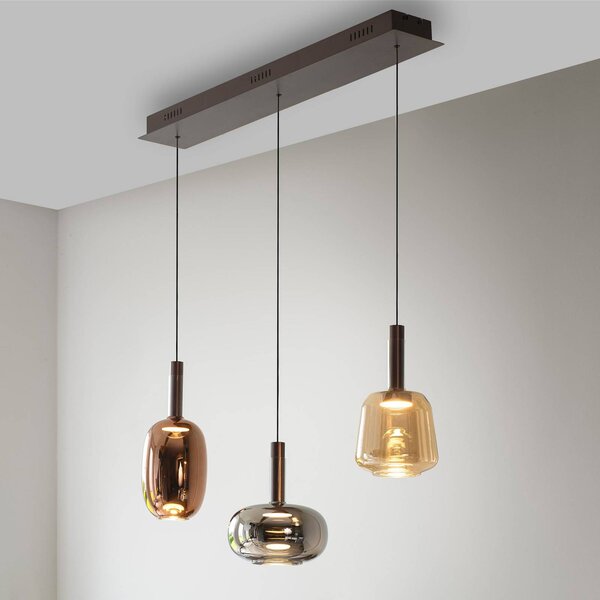 Paul Neuhaus Neuhaus, Závěsné svítidlo Irides LED, délka 90 cm, barevné, sklo, stmívatelný, Vícebarevná, Obývací pokoj / jídelna, Sklo, Moderní