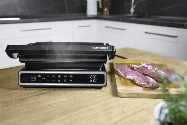 Concept ge3550 - Kontaktní gril s teplotní sondou 2000W/230V černá