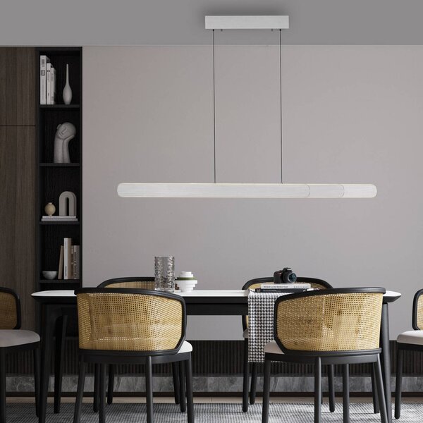 Paul Neuhaus LED závěsná lampa Adriana, hliník, délka 160 cm, stmívatelný, Hliník / šedá / zinek, Obývací pokoj / jídelna, Hliník, Moderní