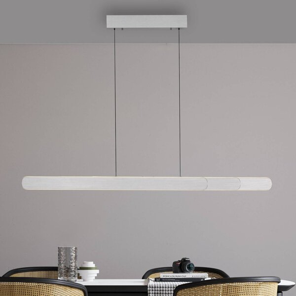 Paul Neuhaus LED závěsná lampa Adriana, hliník, délka 160 cm, stmívatelný, Hliník / šedá / zinek, Obývací pokoj / jídelna, Hliník, Moderní