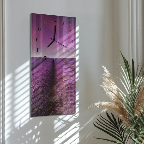 Skleněné hodiny vertikální Levandulové pole zsppc-30x60-00171364