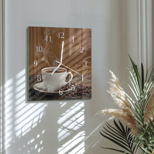 Skleněné hodiny Káva zskb-30x30-00090214
