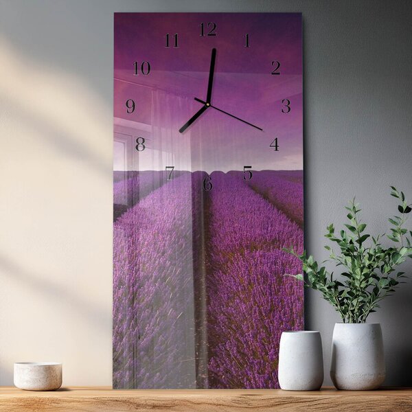 Skleněné hodiny vertikální Levandulové pole zsppc-30x60-00171364