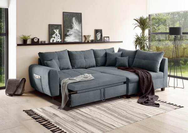 ROHOVÁ SEDAČKA, kompozitní dřevo, textil, antracitová MID.YOU - Sedací soupravy, Online Only