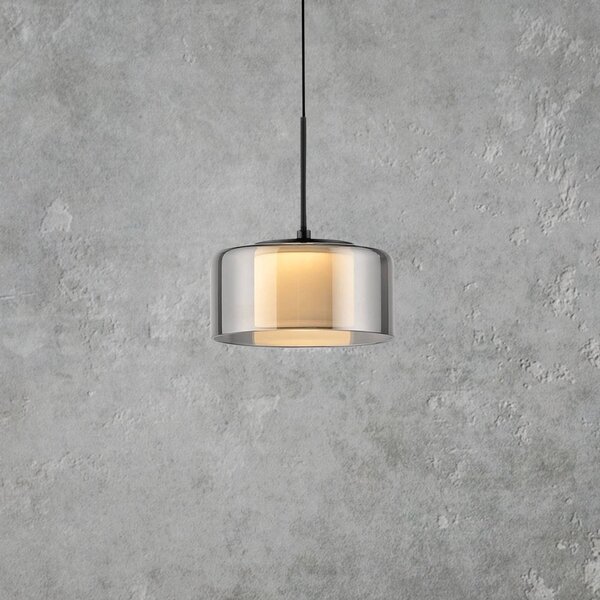 Paul Neuhaus LED závěsné svítidlo Rika, Ø 15 cm, sklo, stmívatelné, stmívatelný, Černá, Obývací pokoj / jídelna, Sklo, Moderní