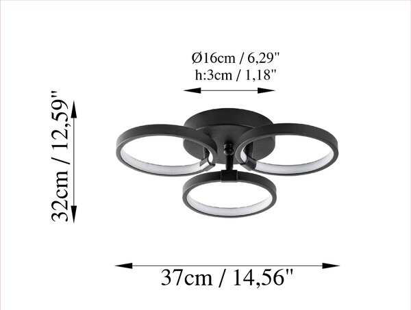 Opviq Stropní LED svítidlo Halka černé
