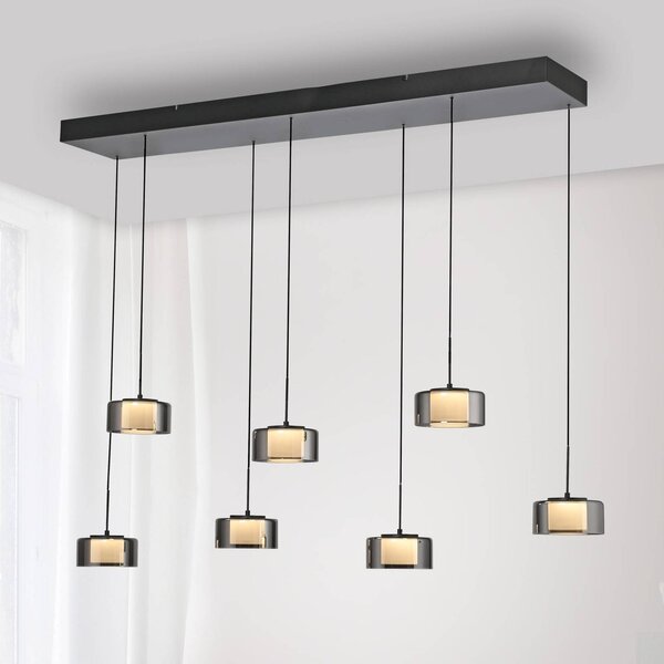 Paul Neuhaus LED závěsné svítidlo Rika, 135 cm, sklo, stmívatelné, stmívatelný, Černá, Obývací pokoj / jídelna, Sklo, Moderní