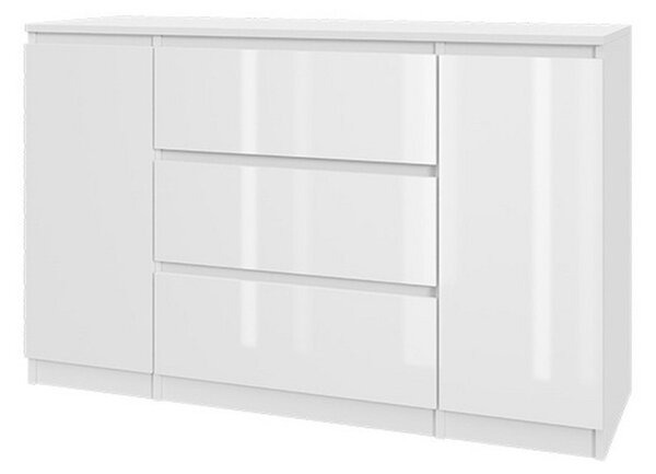 Komoda 2D3S - bílý lesk